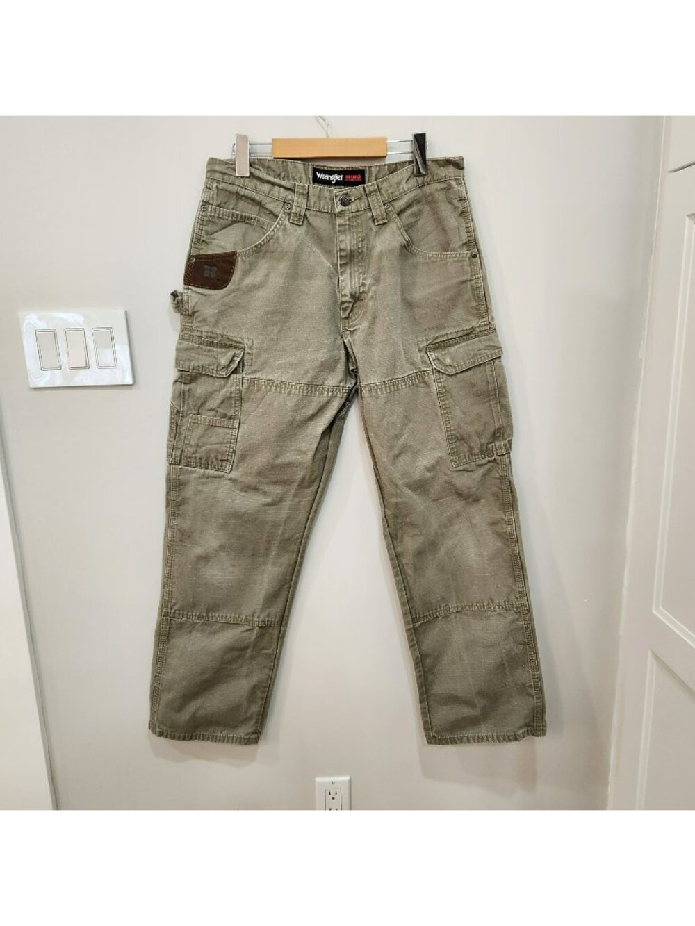 Wrangler Riggs Canvas Double Knee Cargo Pants Brown Tag 33x32 Fits 33x31 Ripstop
